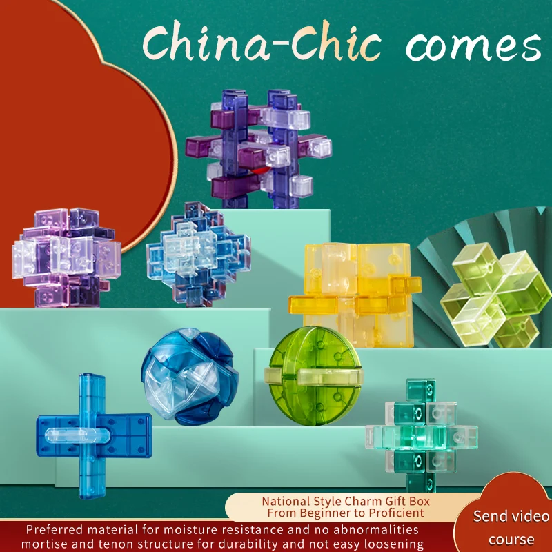 Montessori Puzzle Educational Toys 3D Puzzle Build Luban Lock IQ Mind Brain Teaser Puzzles for Kids Adults Toys Kids Toys