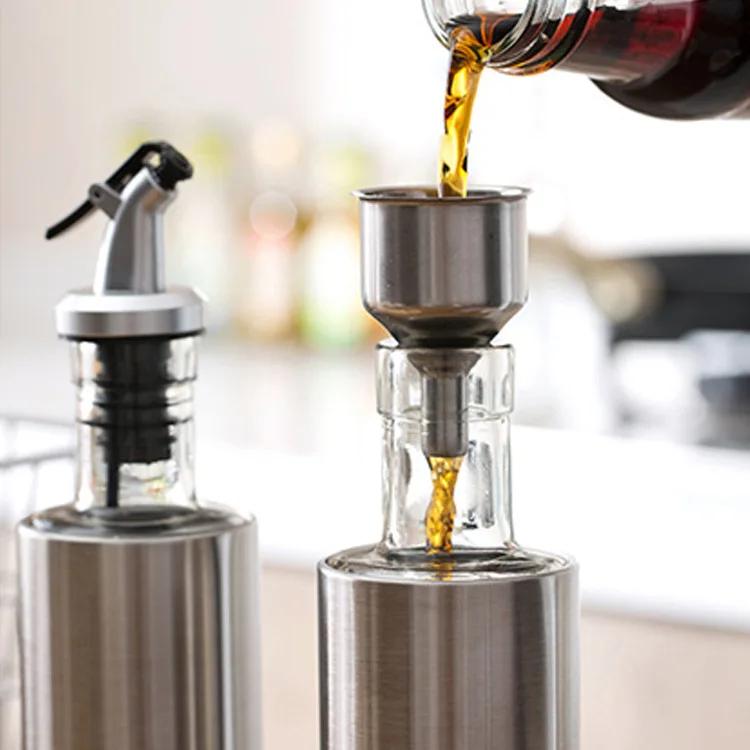 Cooking Seasoning Sauce Bottle Stainless Glass Storage Bottle Oil Bottle With Free Funnel