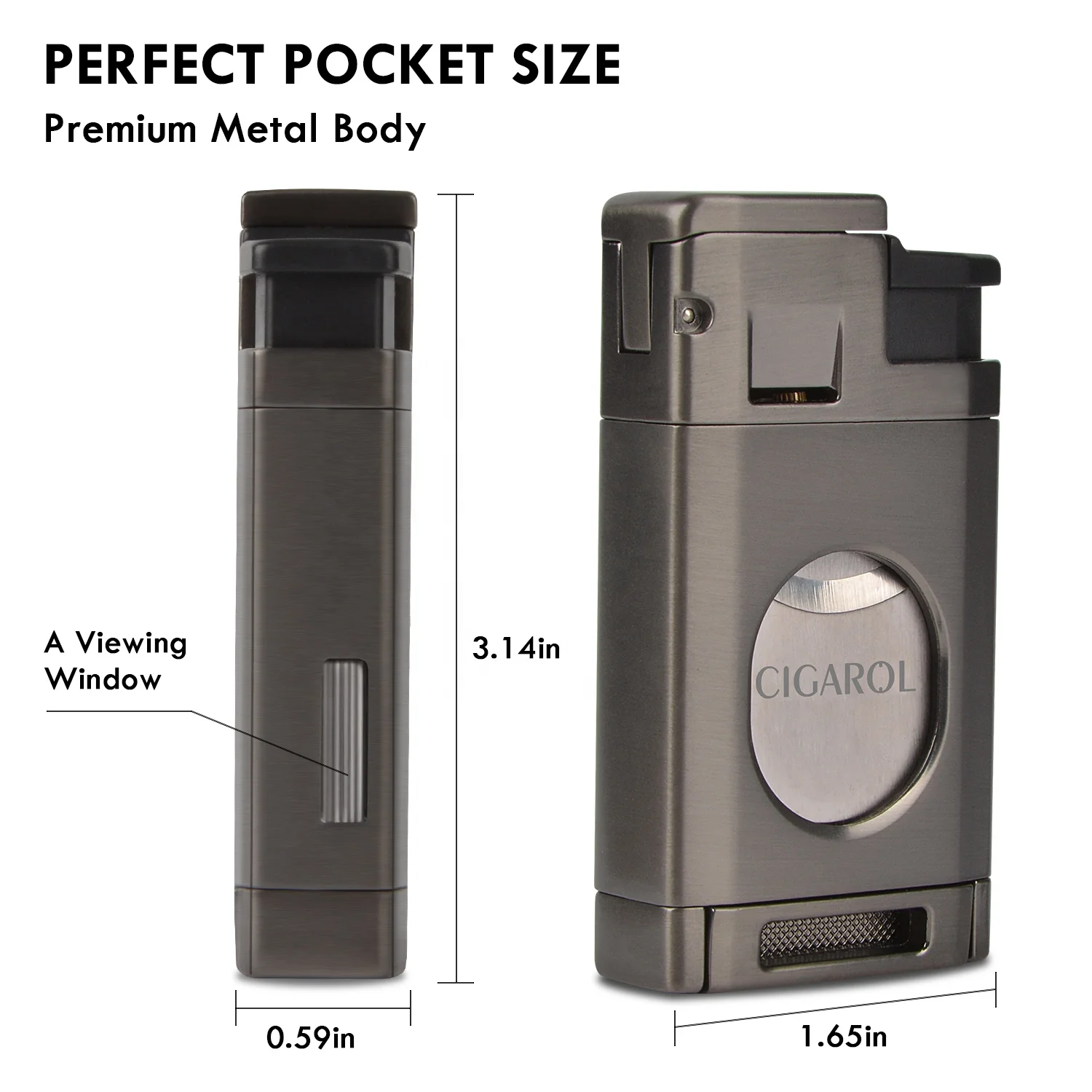 Hot sales Cigar Torch Lighter with Built in Cigar Cutter Triple Jet Flame Lighter Refillable Butane Windproof Lighters