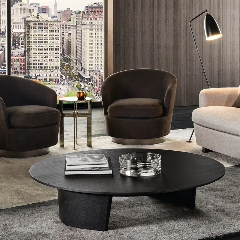 Italian style living room furniture wooden coffee table Basse Moderne round coffee table