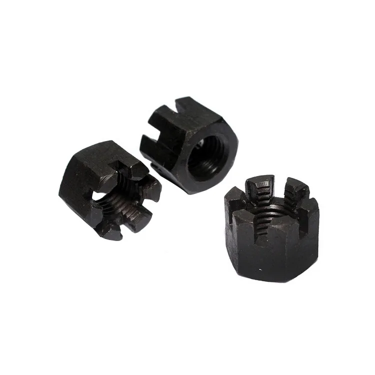 Factory Wholesale Price Hexagon Slot Nuts Carbon Steel Slotted Castle Nut Black Oxide Hex Slotted Nuts
