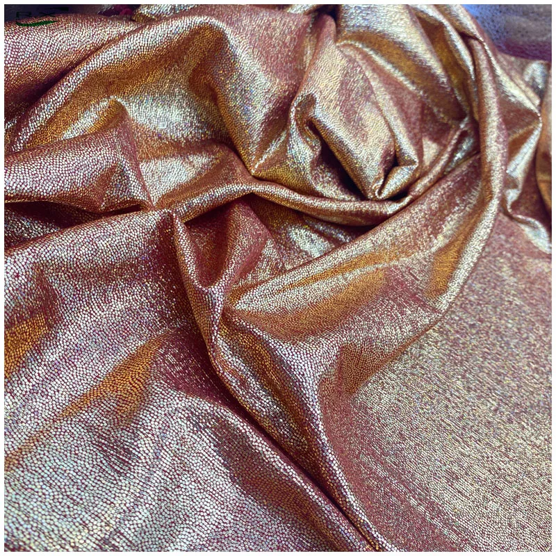 Custom wholesale high quality polyester metal Gilding liquid metallic plain shiny silky glittering satin fabric for dress