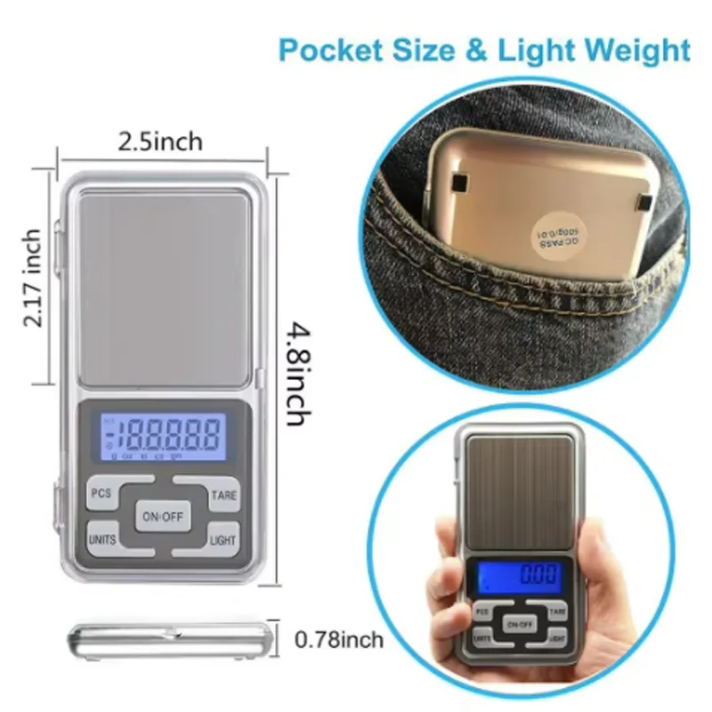 Changxie Factory 0.01g Clear Digital Portable Light weight Jewelry Weight Gram Balance Accurate Mini digital Pocket Scale 500g