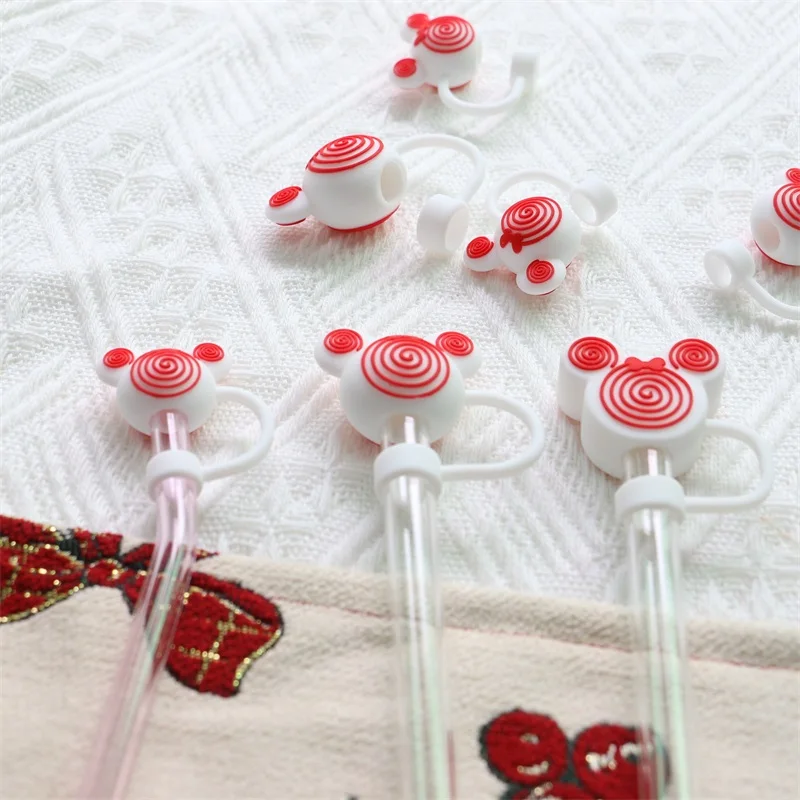 Custom 6-10mm Personal Customized Straw Cover Topper Rubber full Silicone Charms Straw Toppers For Tumbers Wholesale