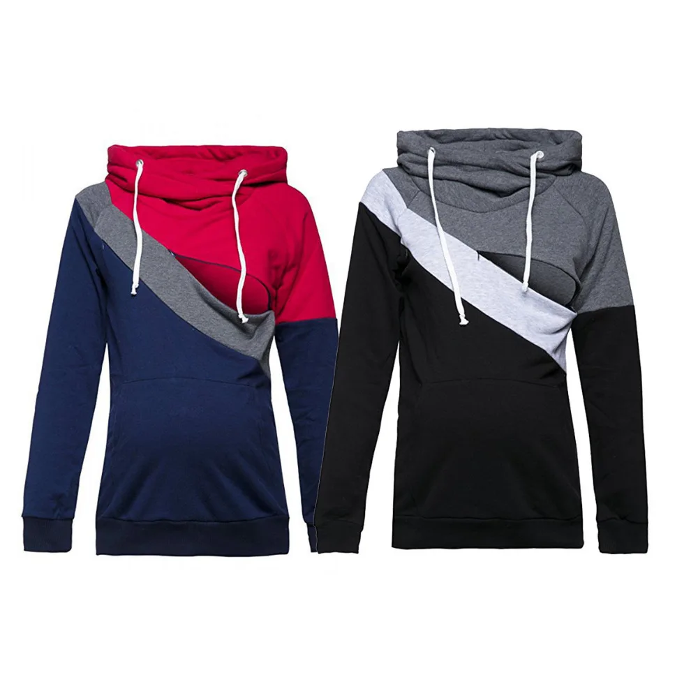 
3 colors plus size pull over maternity hoodie made on 100% cotton eco friendly nursing clothes pregnant woman sport wear 