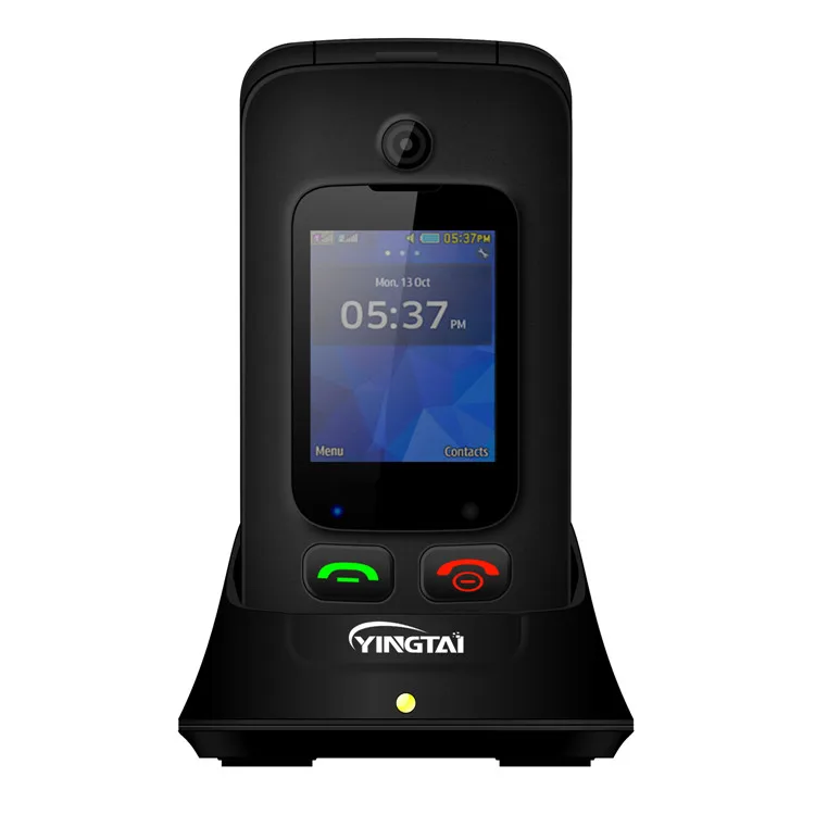 Dual Screen 4G spreadtrum T107 chip 2.4+1.77 inch dual SIM flip phone with SOS telephone for elderly