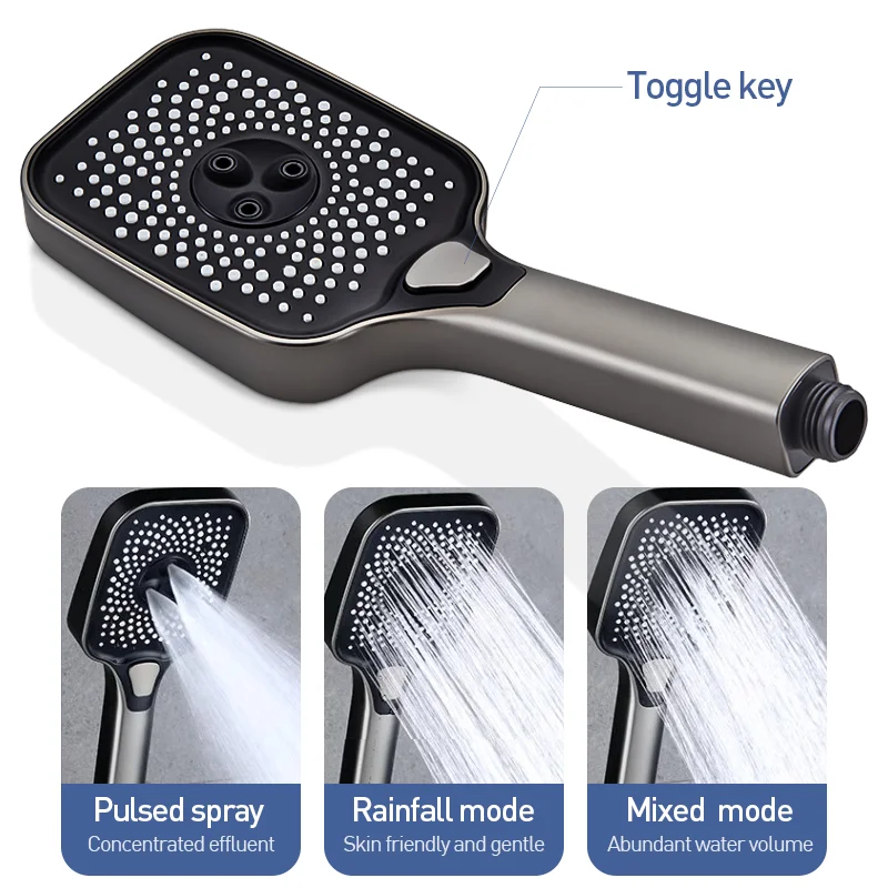 High Quality Black Brass Thermostatic Piano Key Valve Shower Head Mixer Shower System Faucet Sets