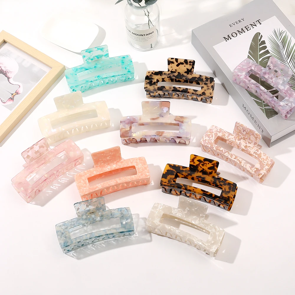 2022 13cm New Colorful Floral Printing Acetic Acid Hair Claws Clip for Women