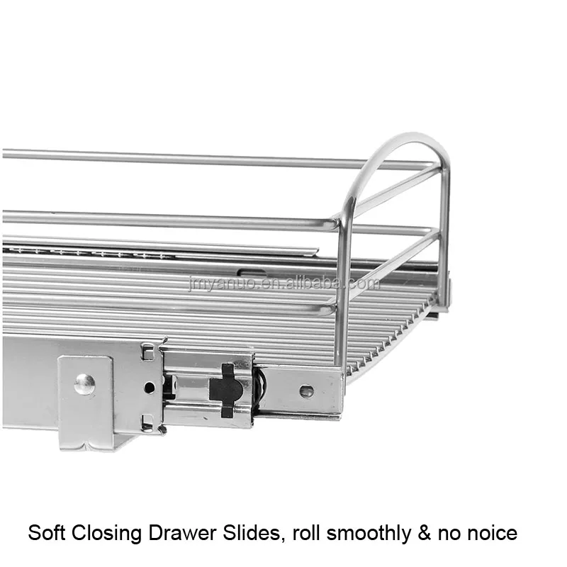 Chrome Plated Single Wire Basket Pull Out Cabinet Organizer For Under Sink Kitchen Bathroom Home