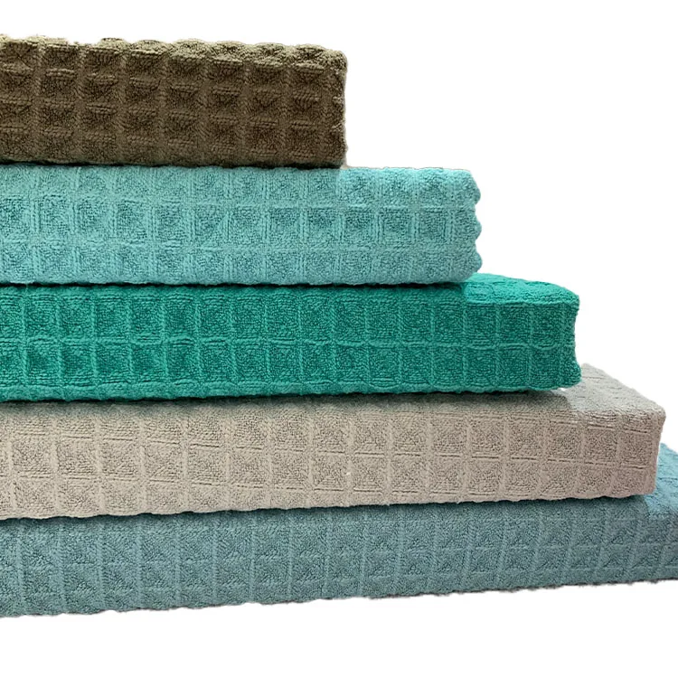 Factory Direct Sales Plain Dyed Polyester Microfiber Big Waffle Cloth Weaving Towel Fabric