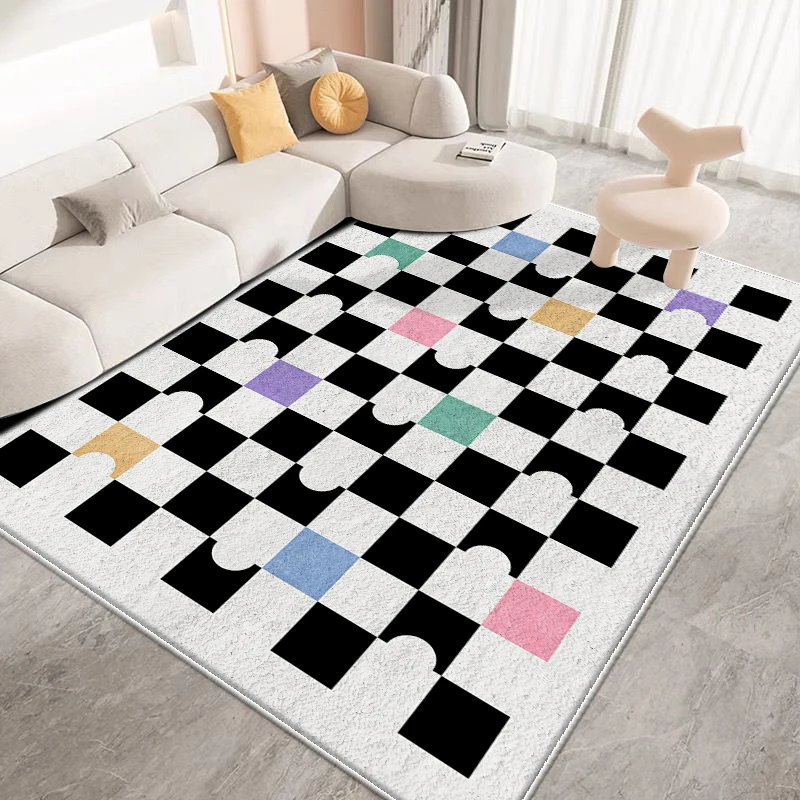 Modern Simple Cashmere Carpet Set  3D Printed Rugs for Living Room Bedroom Bedside Carpet