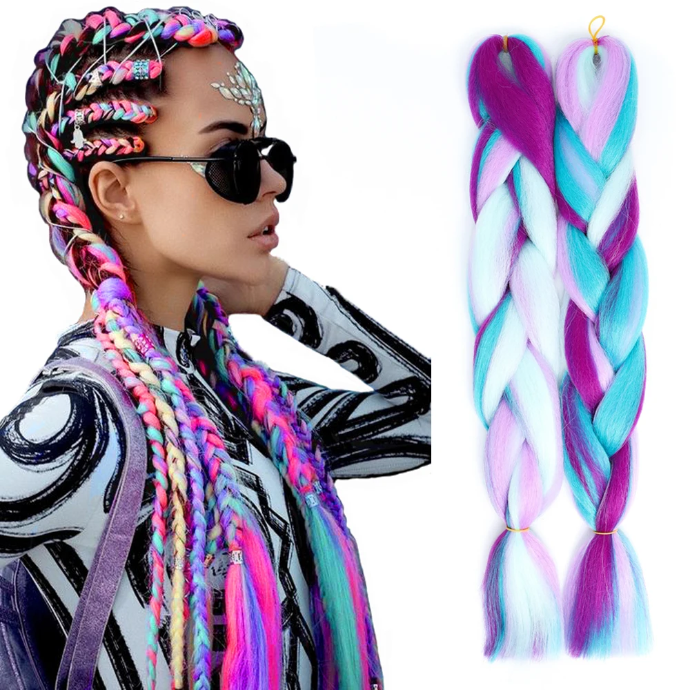 Синтетические волосы Yaki Ombre для косичек 24 дюйма