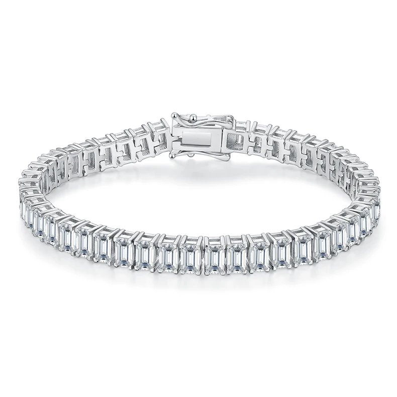 SGARIT Moissanite Jewelry Women Tennis Bracelet 925 Sterling Silver Emerald Cut Moissanite Diamond Tennis Bracelet