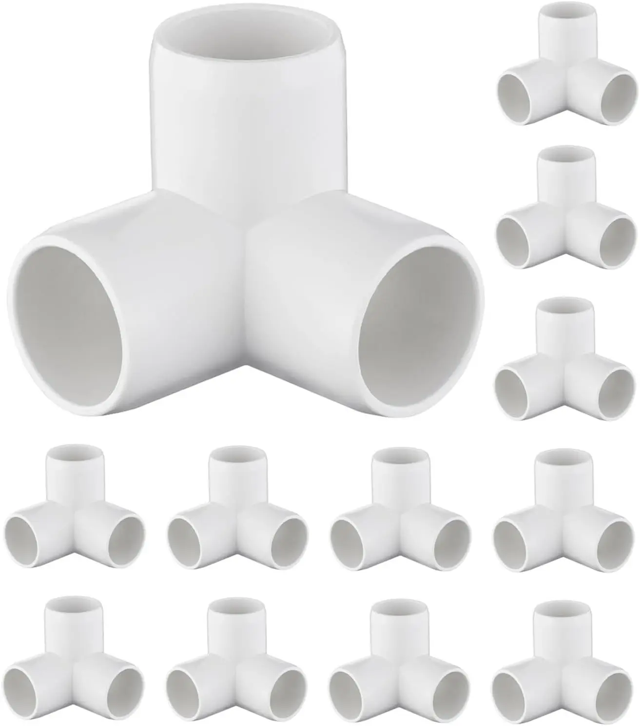 12 Pcs 3 Way pipe fittings flange 3/4 Inch Furniture Grade Connector PVC Elbow DIY PVC Frame SCH40 Pipe Tee Corner Fitting