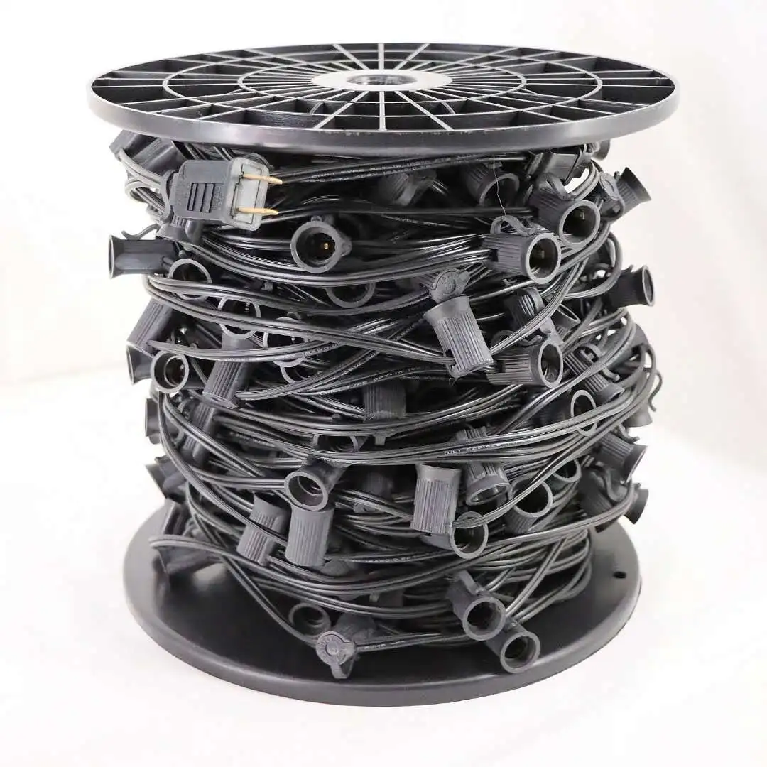 1000ft 12 inches Spacing Spt-1 spt-2 18AWG/2 Cords C9 Spool Socket Wire String Lights