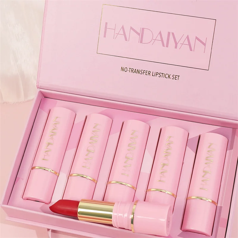 Wholesale 5colors/set 2 style Velvet Matte Waterpoof  Lip-gloss  Red Tint No-transfer lipstick Gift set