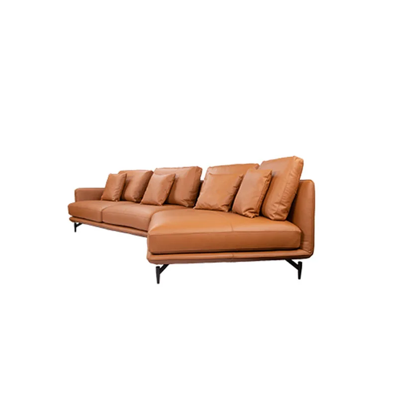 
l sofa orange leather black l shape with best quality 