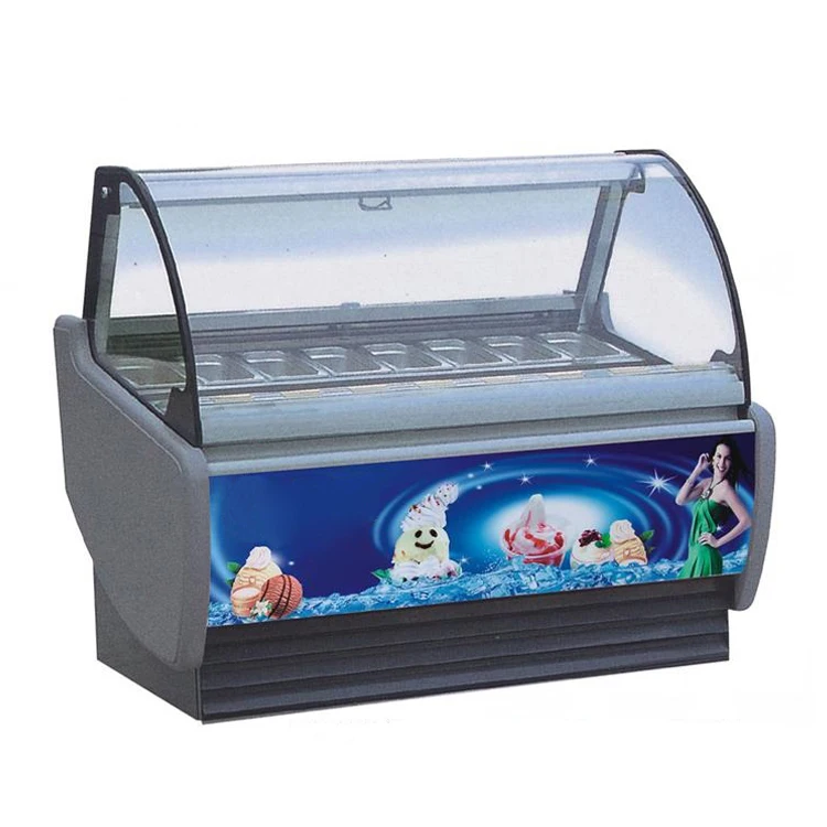 Dessert Shop Equipment 140L Luxurious Countertop Ice Cream Display Freezers Good Price