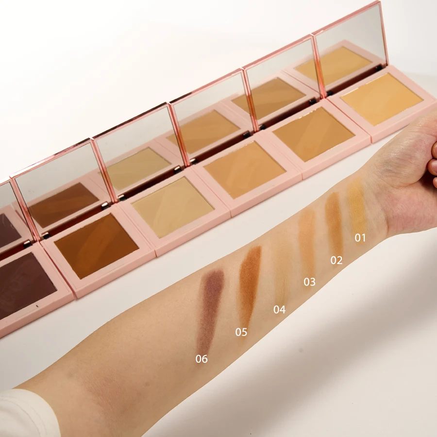 OEM Full Coverage Powder Foundation Oil-Control Lightweight Face Pressed Powder Makeup Private Label Foundation Pressed Powder