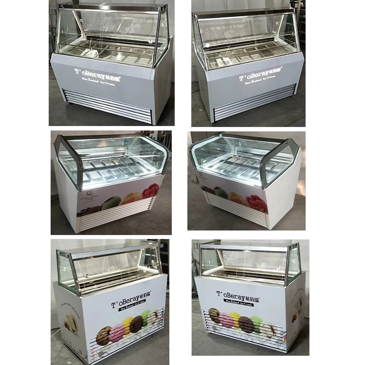 Ice Cream Showcase Gelato Display Freezer 8 Pans Gelato Ice Cream Display Cabinet Showcase Freezer