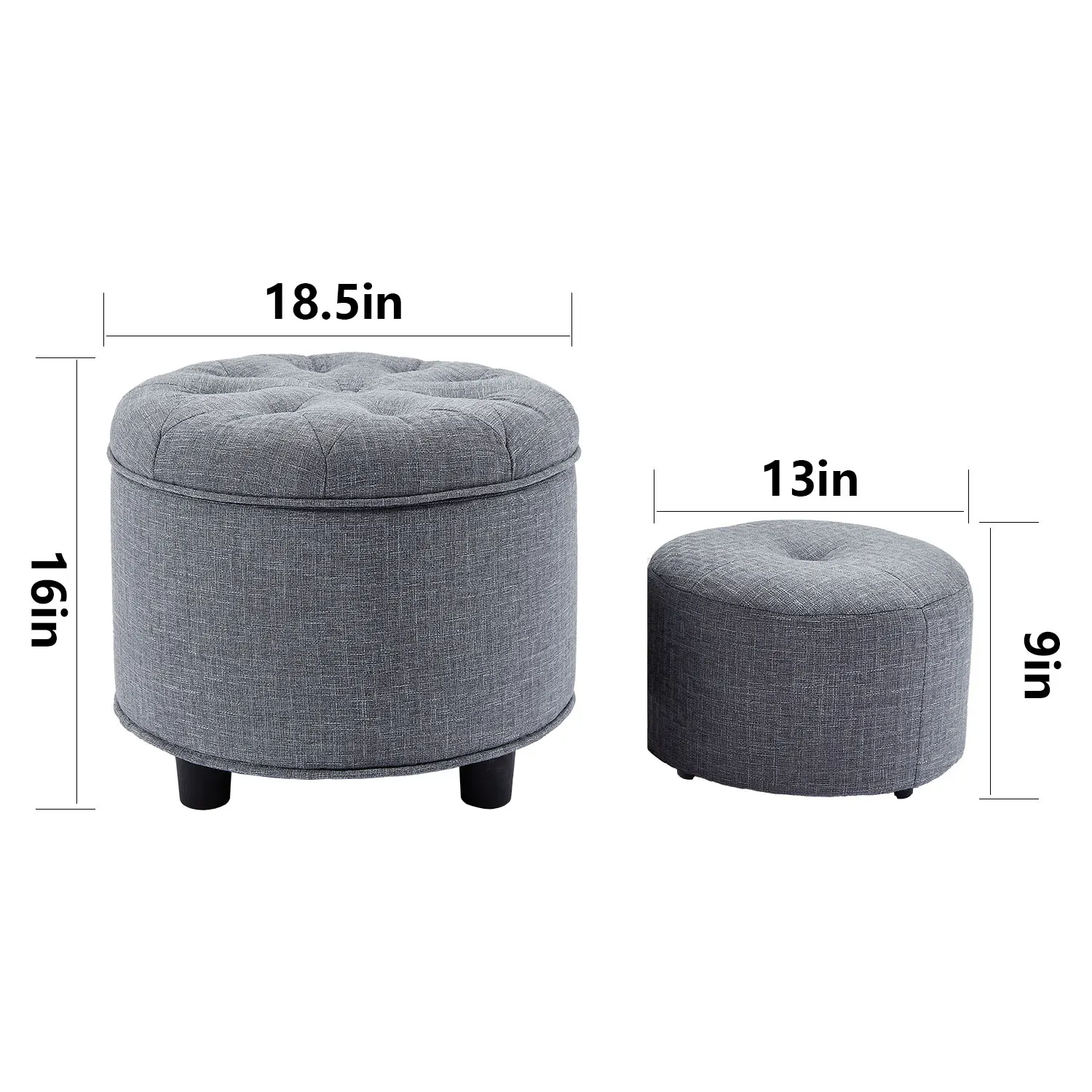 Custom Colors 2 in 1Single Ottoman Seat with Storage Round Fabric Stool for Livingroom Bedroom
