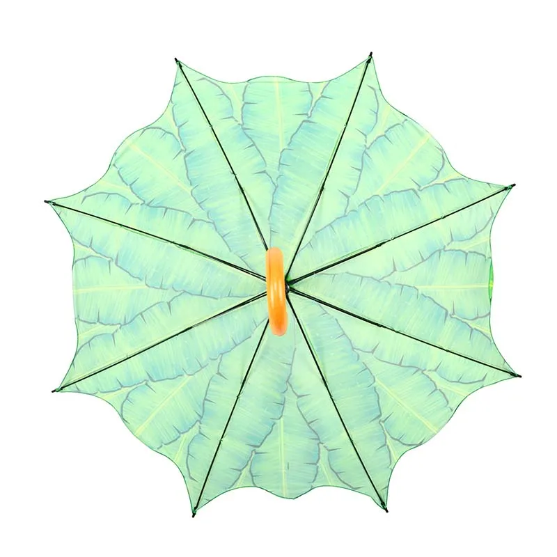 Good Quality Straight Umbrella Banana Leaves Wholesale New Umbrella For The Rain Custom Modern Rain Umbrella Green
