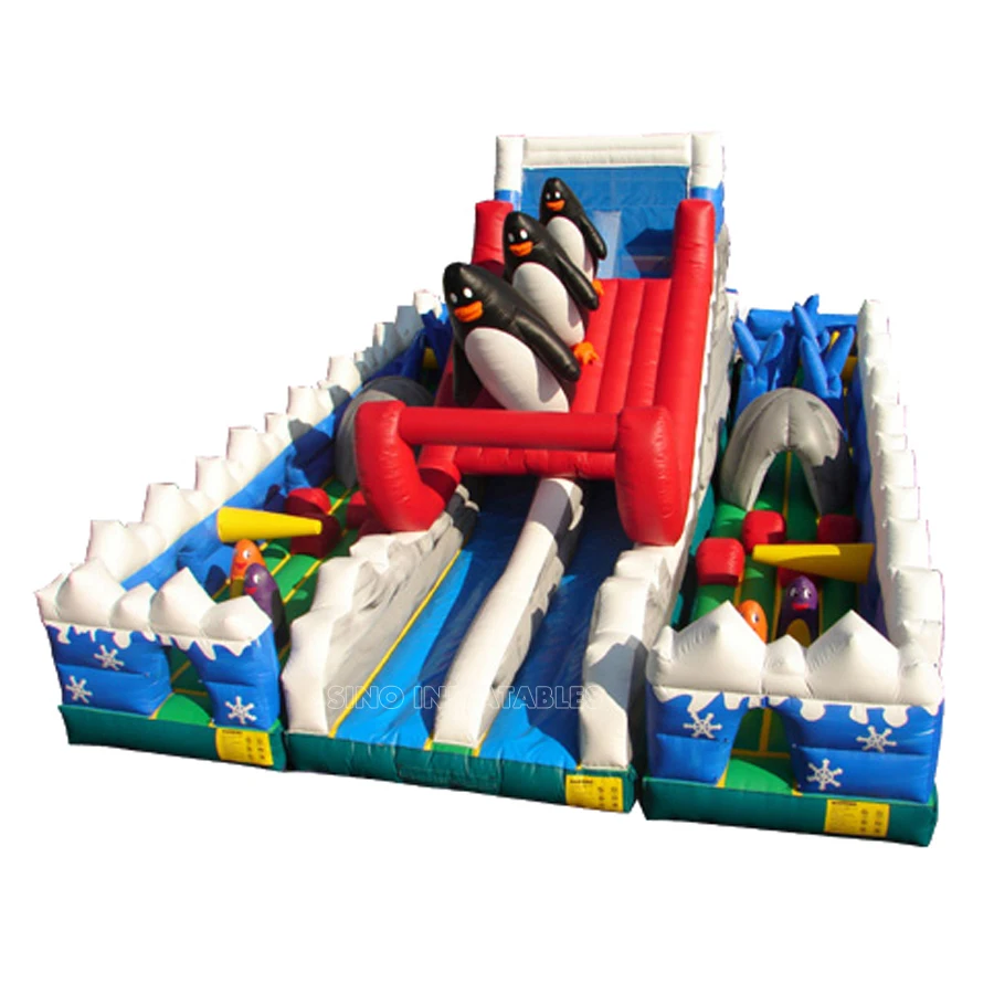 Antarctica dolphins inflatable obstacle course,blow up interactive game amusement fun park for kids entertainment