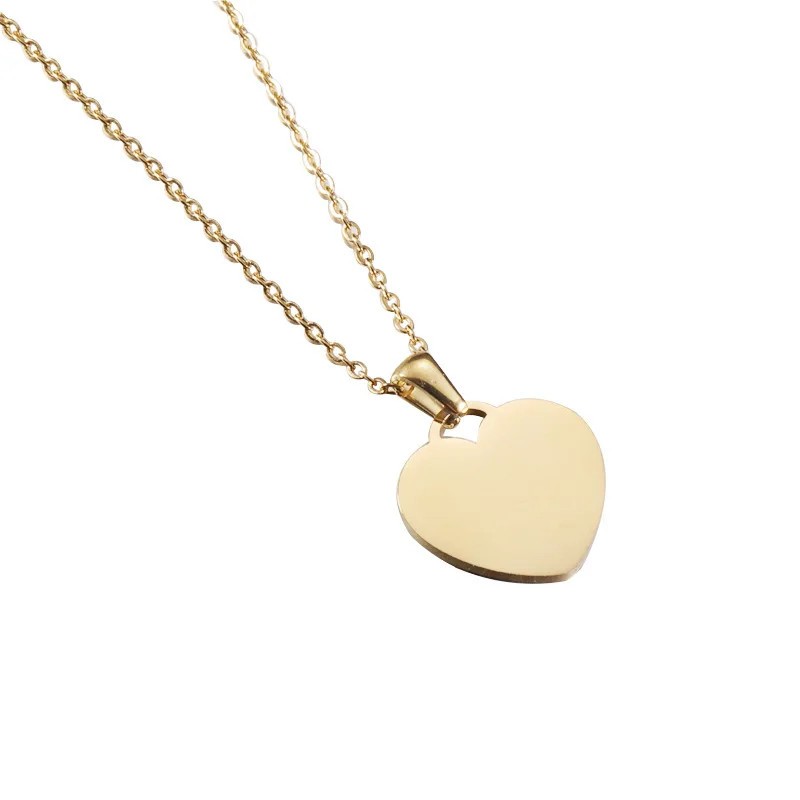 Wholesale High Quality Fine Fancy Dainty Jewelry 18K Gold Plated Stainless Steel Sublimation Blank Heart Photo Pendant Necklace