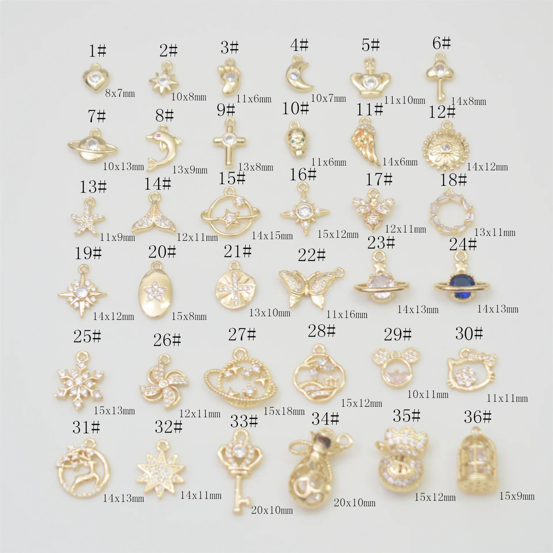 Designs fishtail butterfly Animal Accessories Micro Pave Zircon Gold Charm Bracelet charm for bracelet