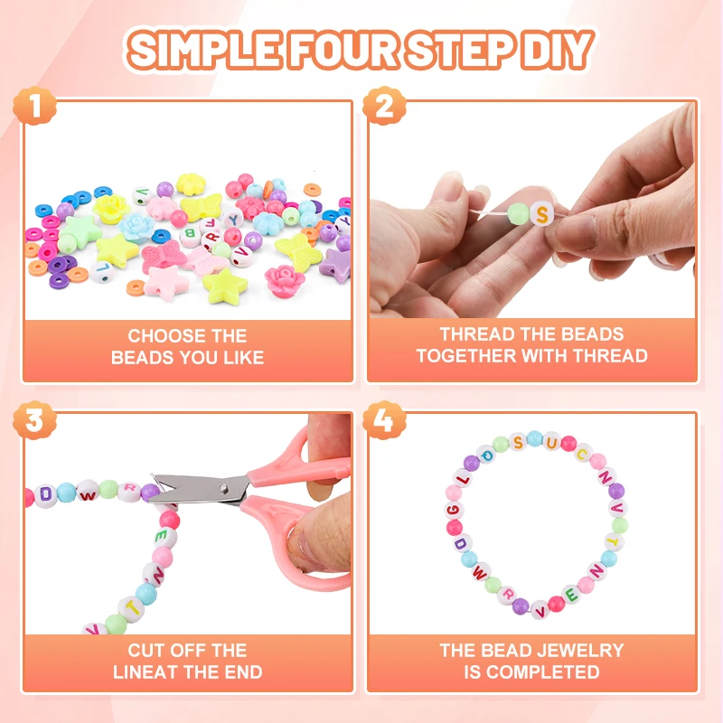 Leemook newest 24 grid Beads beaded Set For Jewelry Making Kids colorful DIY Acrylic Beads Toys Kit Box charm for jewelry making