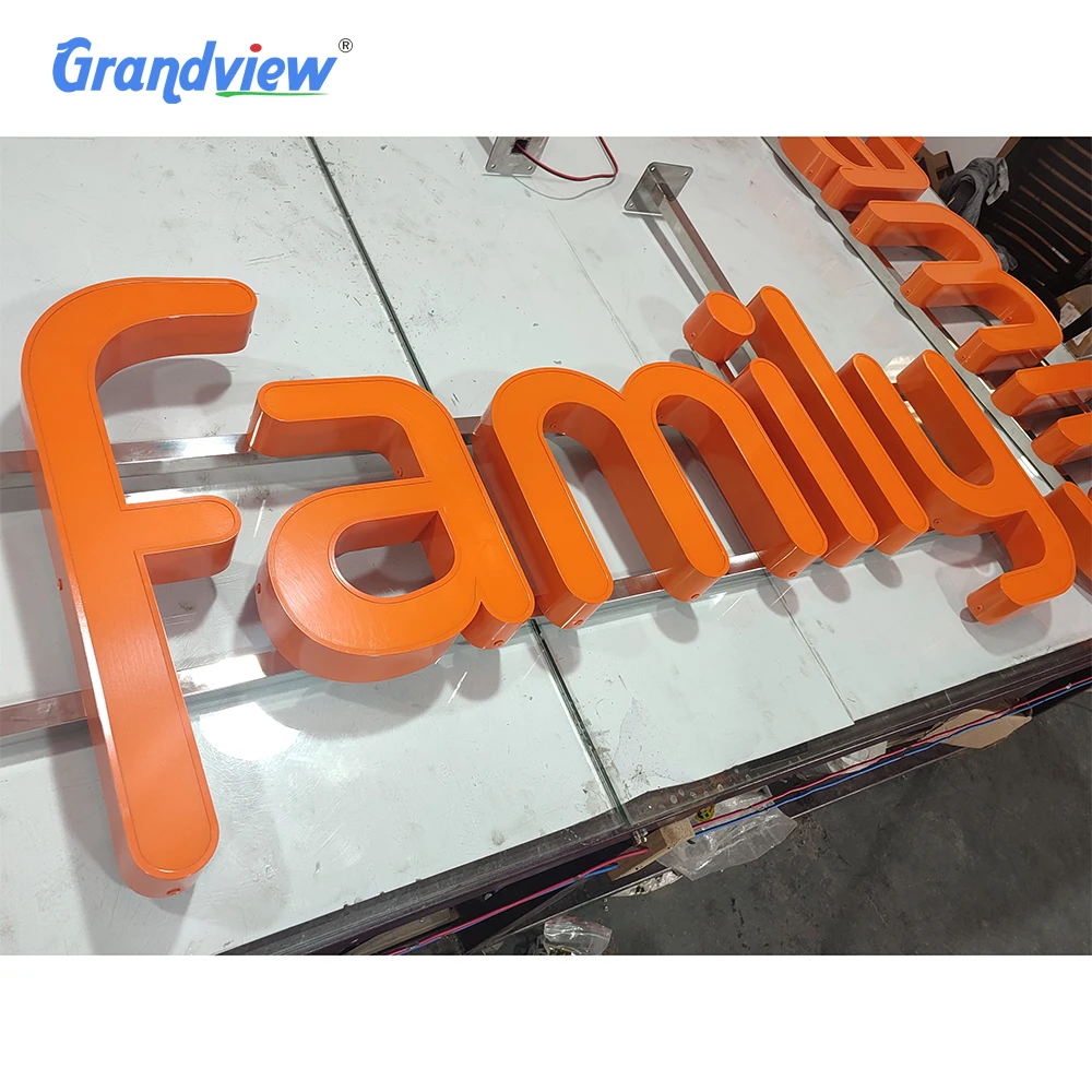 Custom business logo Shop advertising spread acrylic stones letter sign home wall letter signs illuminated front lit channel led