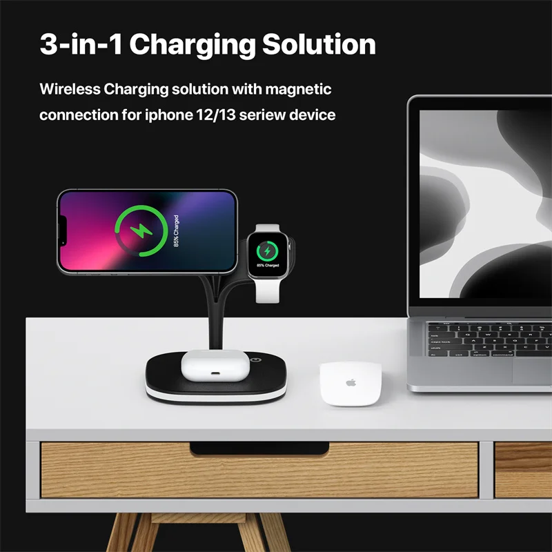 Amazon Best Seller smart charger wireless 3 in 1 magnetic wireless charger for iPhone 13/12