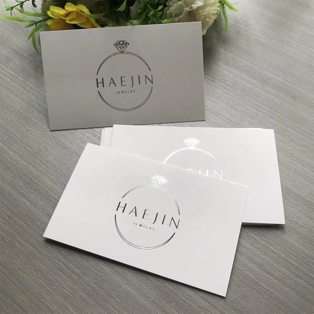 Custom buy silver foil logo paper business gift card online