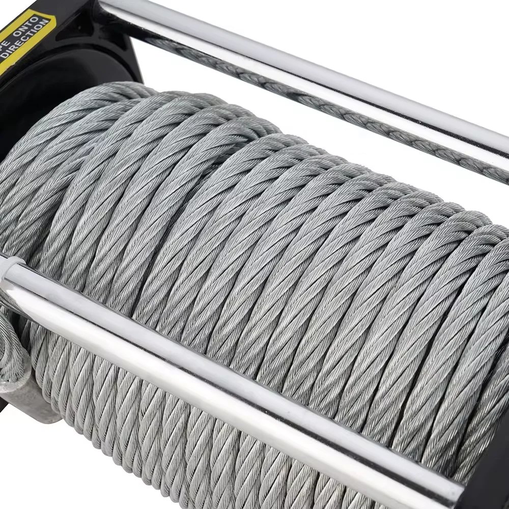 4x4 Electric rescue winch 12000 lbs heavy duty 12v electric winch self rescue dc long rope electric cable pulling winch