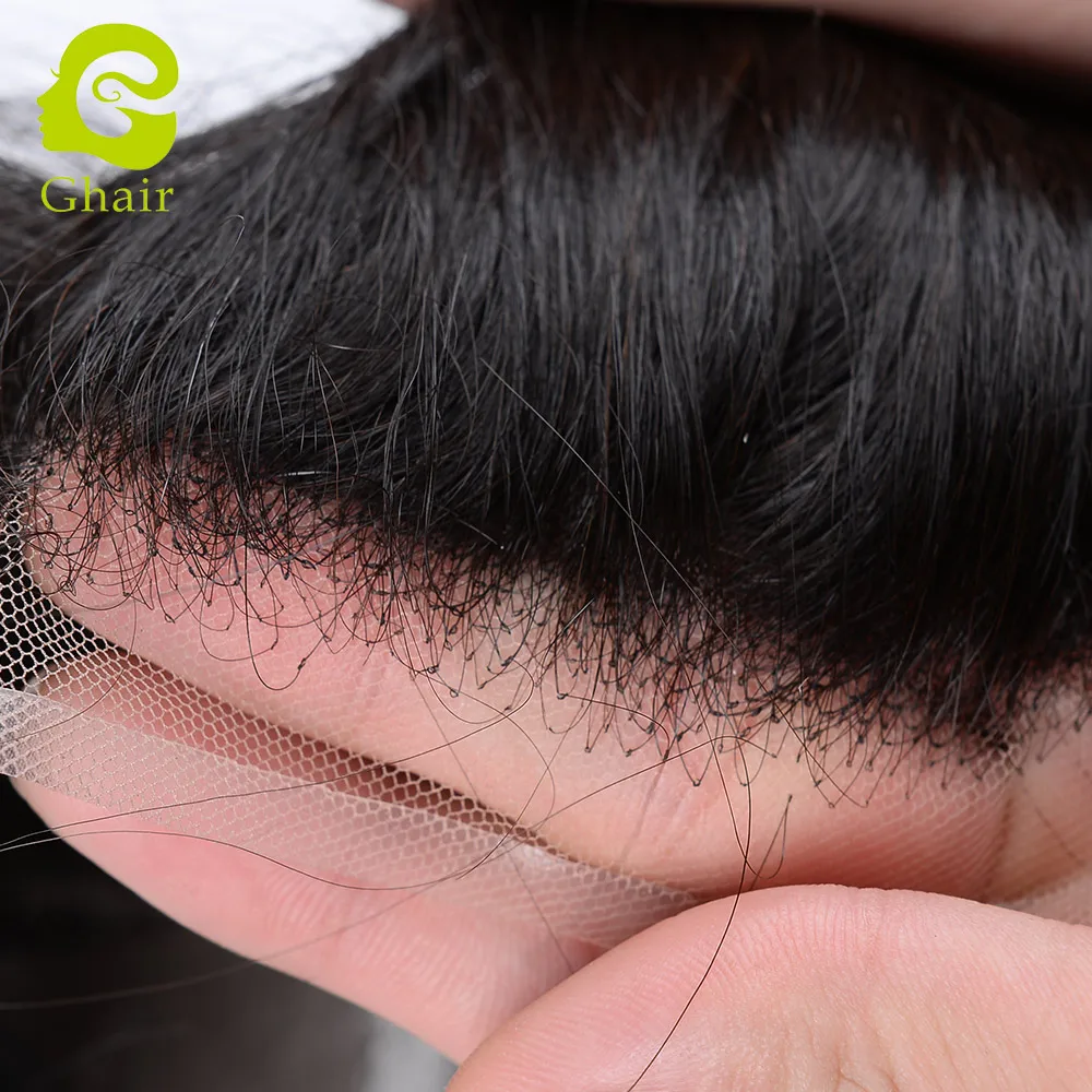 
Free Style Hair Silk Base Men Toupee With 1 Inch PU Injected Knots Lace Straight Hair 