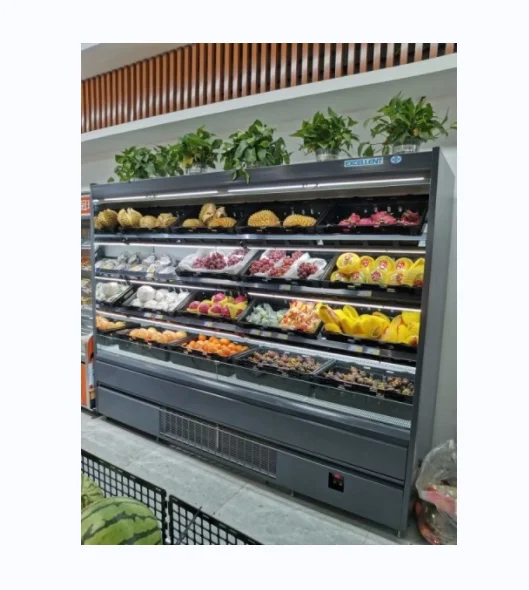 Low energy consumption vegetable and fruit fridge display with CE certification