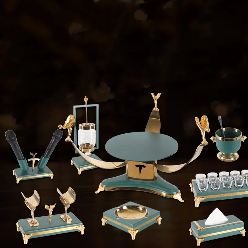 Bar table set high-end light luxury desktop stainless steel fruit tray rack set