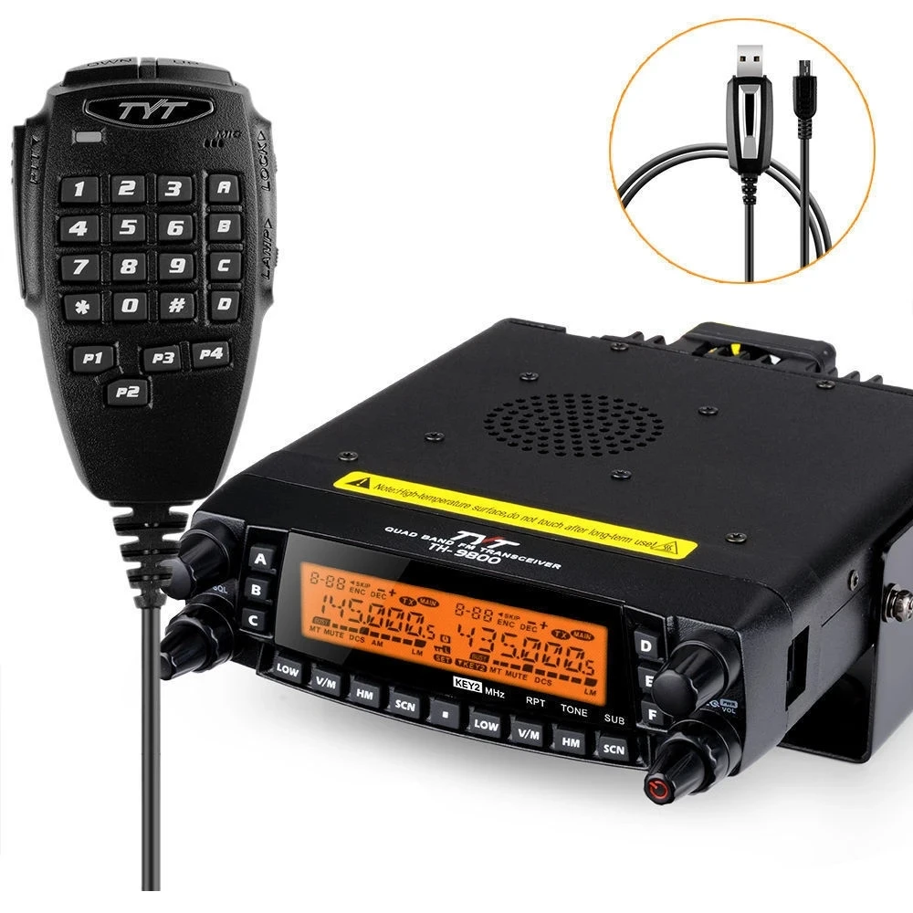 Vhf/uhf fm трансивер Walkie Talkie двухстороннее радио TYT TH-9800 Quad band радиолюбителей 10 м 2 тонная 5 мобильной