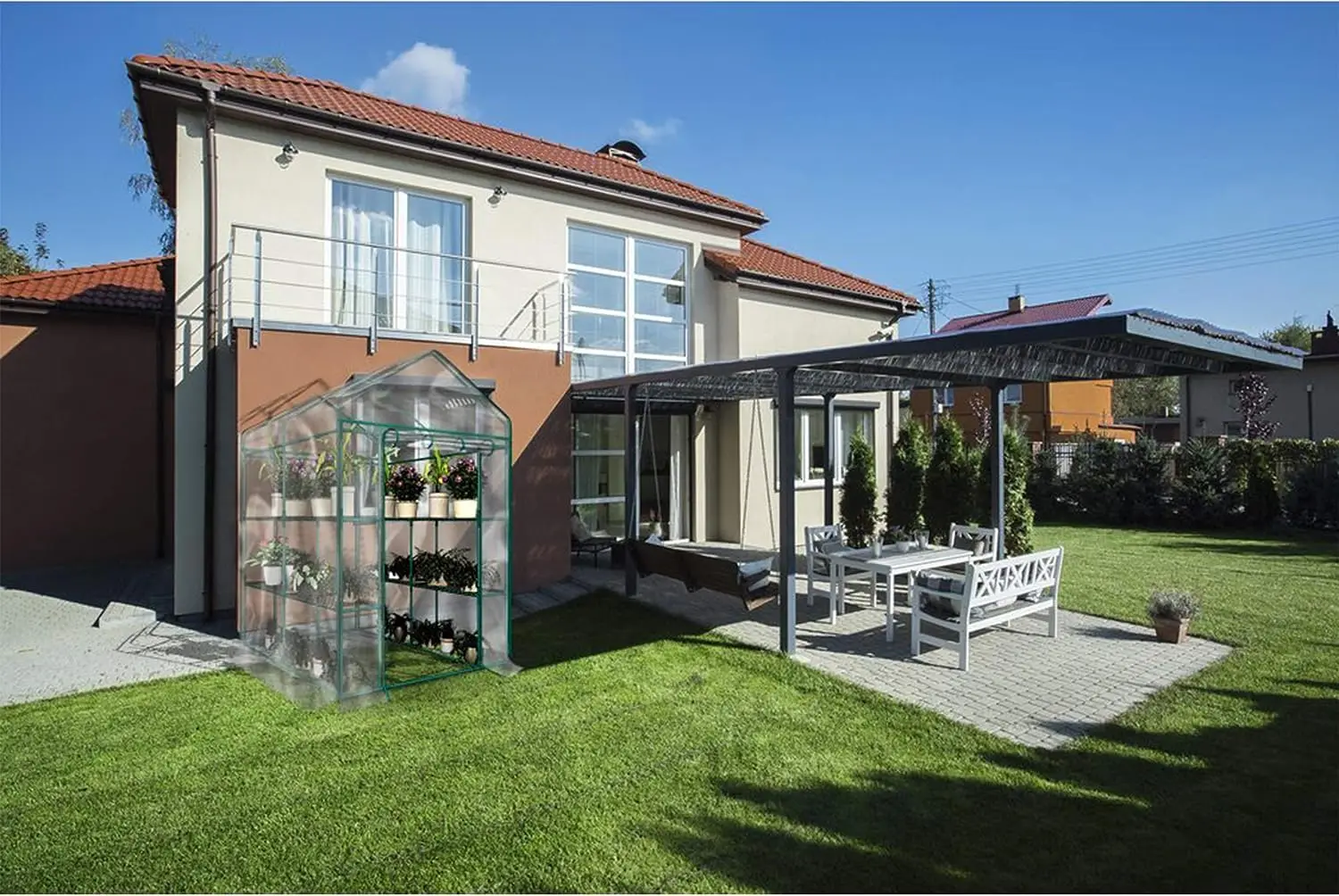 Greenhouse- Indoor Outdoor with 8 Sturdy Shelves-Grow Plants, Seedlings, Herbs, or Flowers In Any Season-Gardening Rack