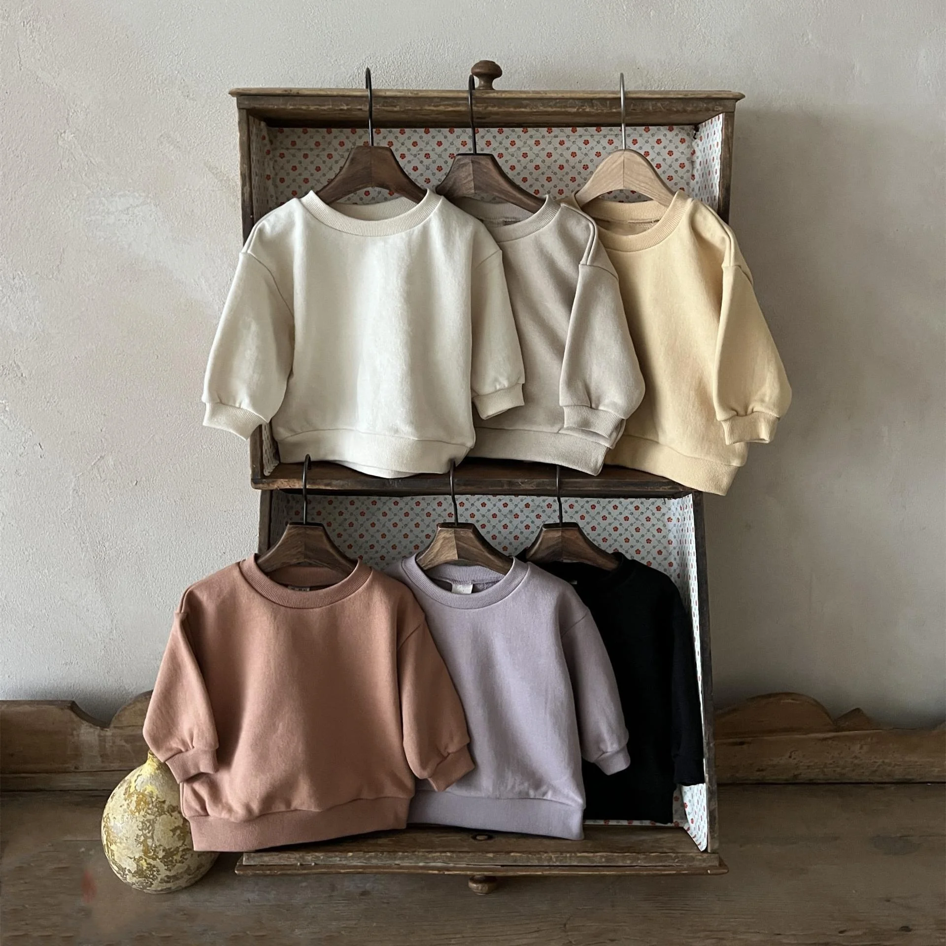 Unisex adult kids family matching clothes sweatshirt loose long sleeve top solid color mommy and me baby outfits Sets