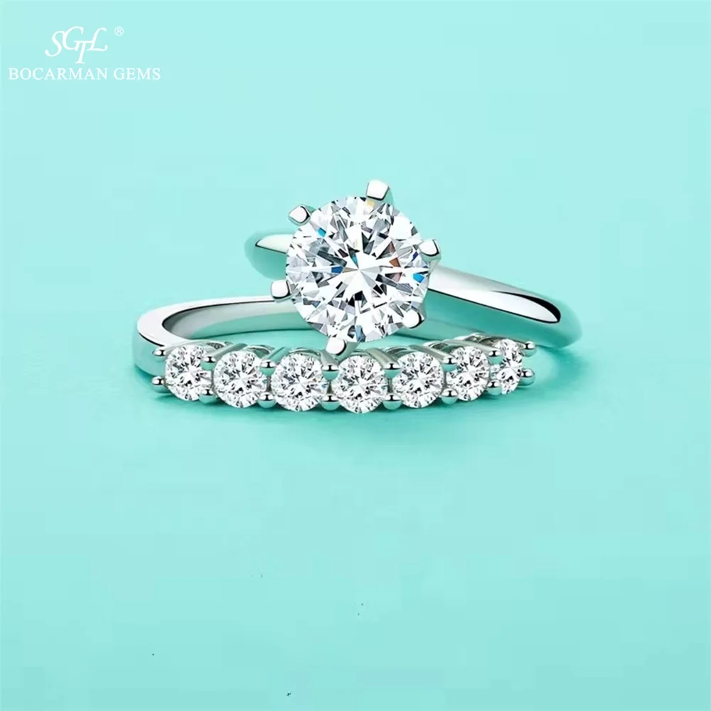 silver 925 gold 14K 18K  Certificate free fire diamond Wed ring  Moissanite silver rings