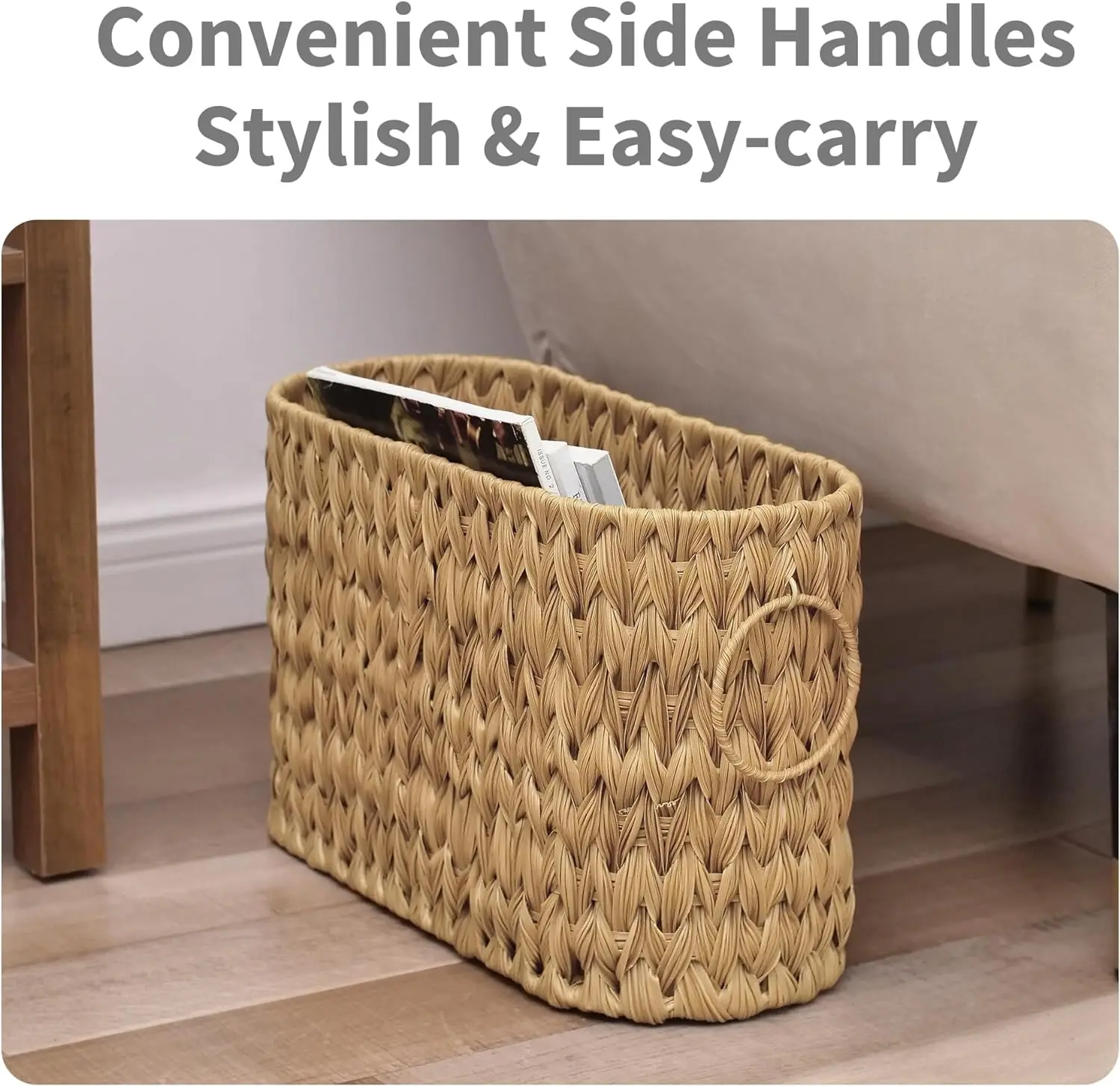 Free Standing Space-saving Grey Toilet Paper Basket with two handle for towels, magazines, books in the living room Bathroom
