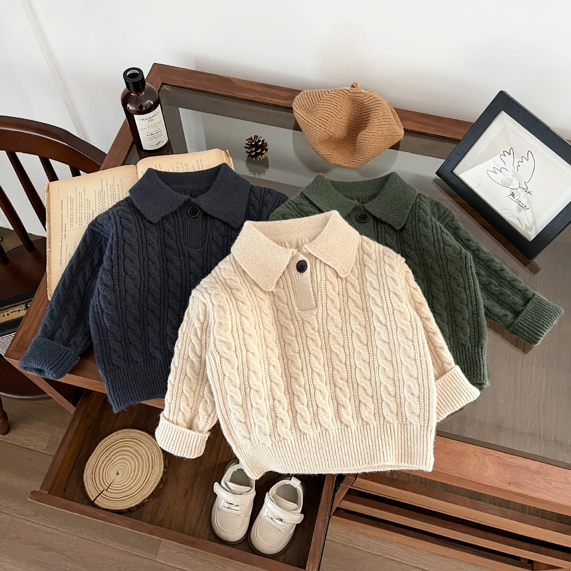 Korean Style New Fashionable Autumn PULLOVER for Boys Girls Winter Polo Knitwear Tops for Baby Versatile Casual for Children
