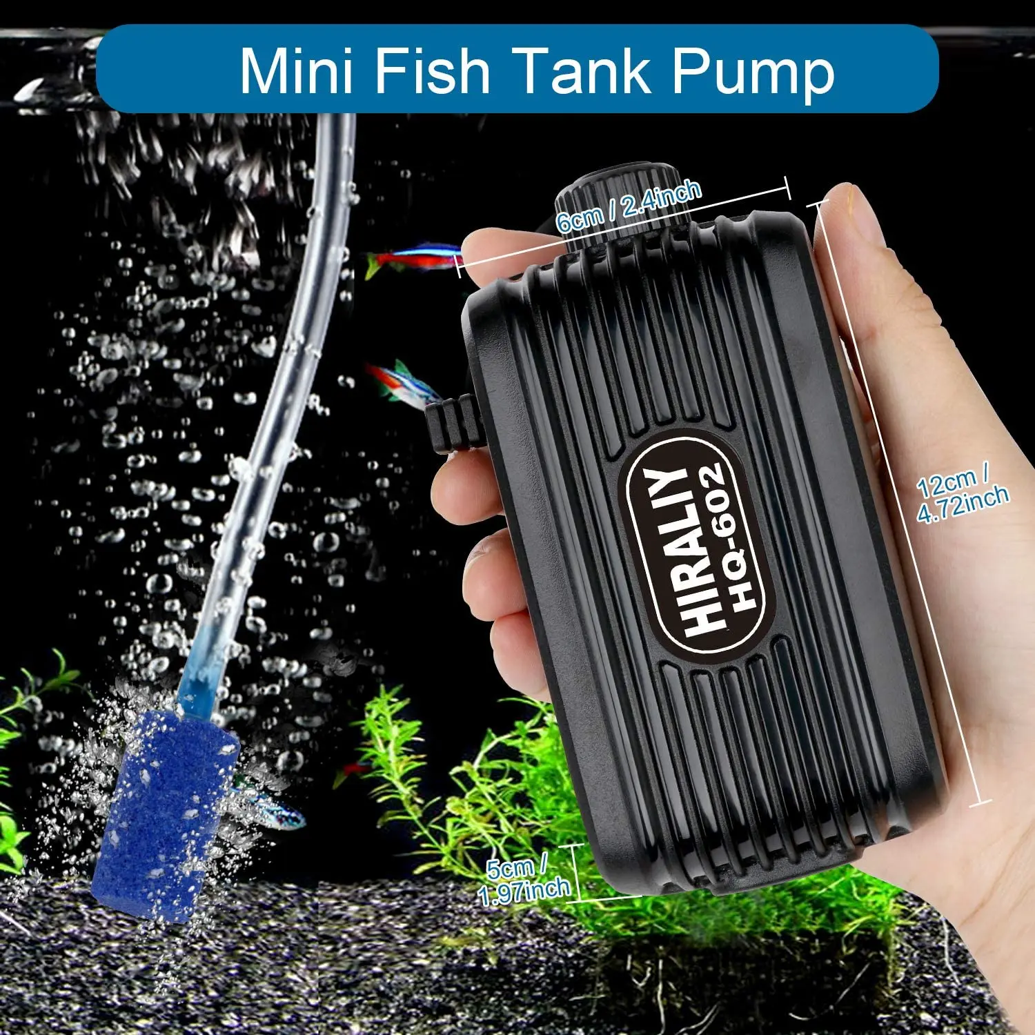 Aquarium Air Pump Fish Tank Air Pump with Dual Outlet Adjustable Air Valve Ultra Silent