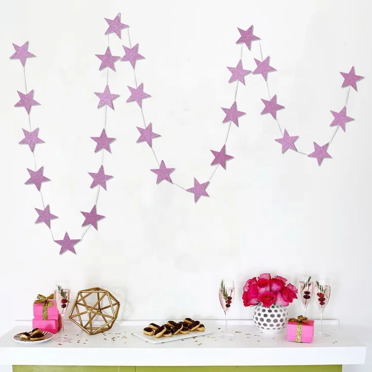 4M Star Glitter Paper Garland Wedding Party Decorations String Favors