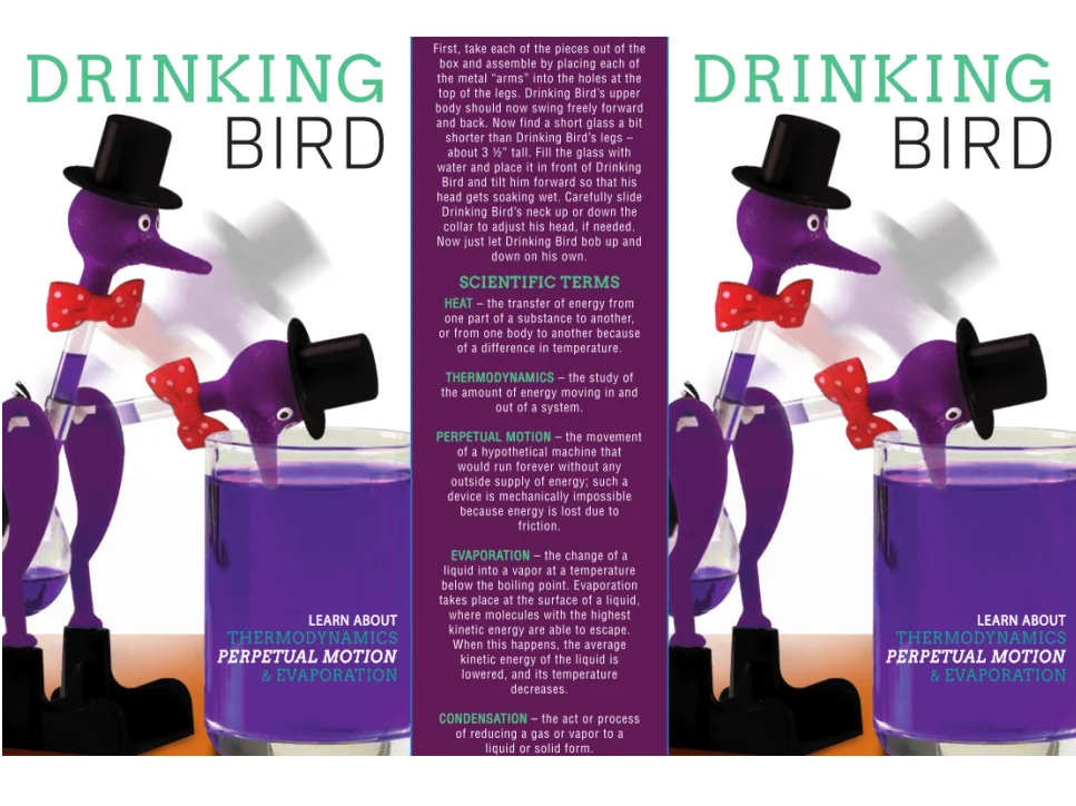 New Style Educational Toy Purple Body Red Bow Tie Drinking Bird