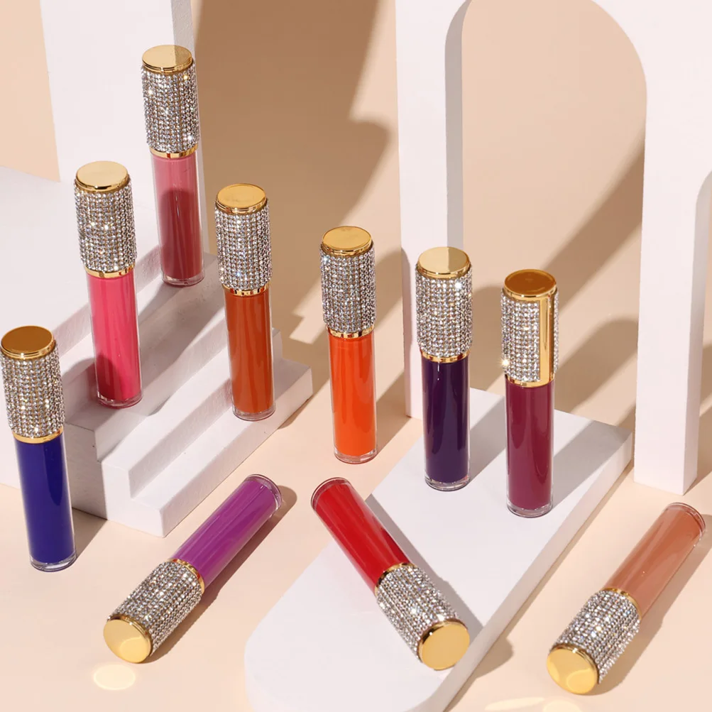 Diamond Lipgloss Kits 3 Pcs Liquid Lipstick Gift Set Private Label Matte Lip Gloss Bulk Wholesale Makeup Kit Long