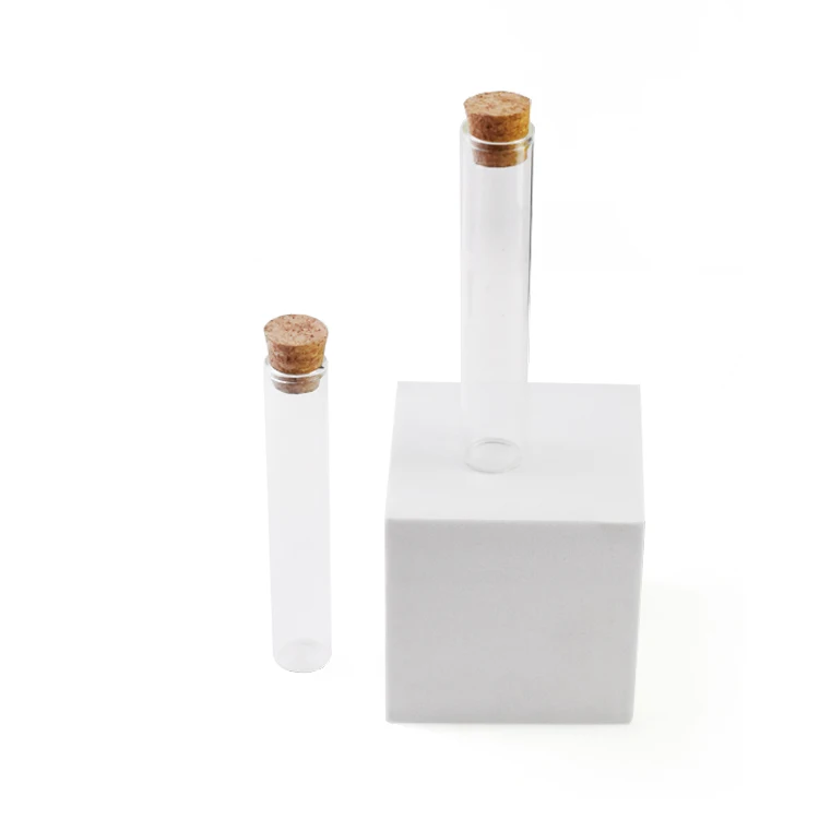 Wholesale Customizable Flat Bottom Round Bottom Pre Tube Packaging,115mm 120mm 150mm Mini Glass Test Tube Tube with Cork Stopper
