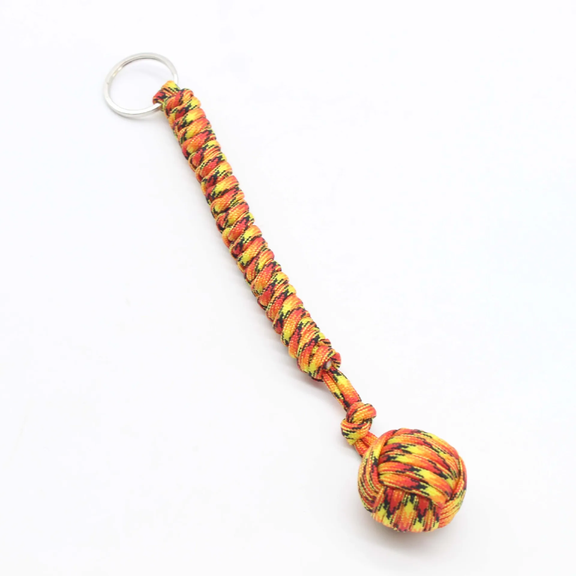 Broken Window Umbrella Rope Braided Chain Outdoor Safety Prot Monkey Fist Steel Ball Self Defense Lanyard Survival Key Chain