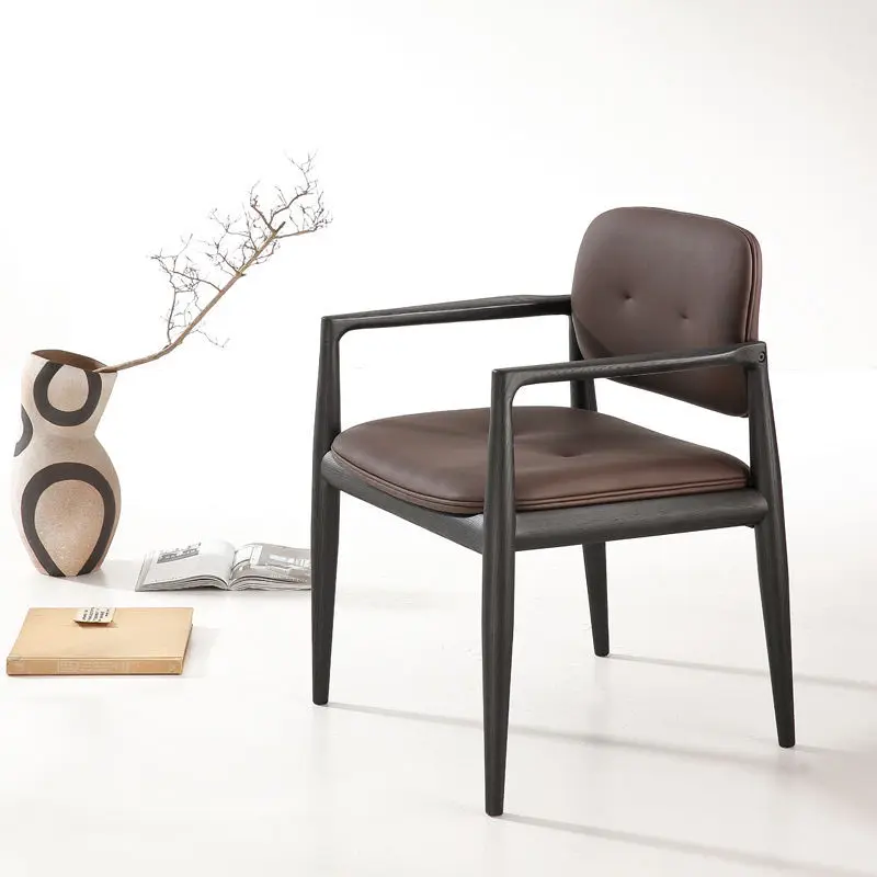Custom Luxury Modern Style Dining Furniture Dining Chair Solid Oak Wood Frame Backrest Dining Chair